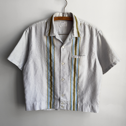 1960s Blue & Green Striped Shirt Jac