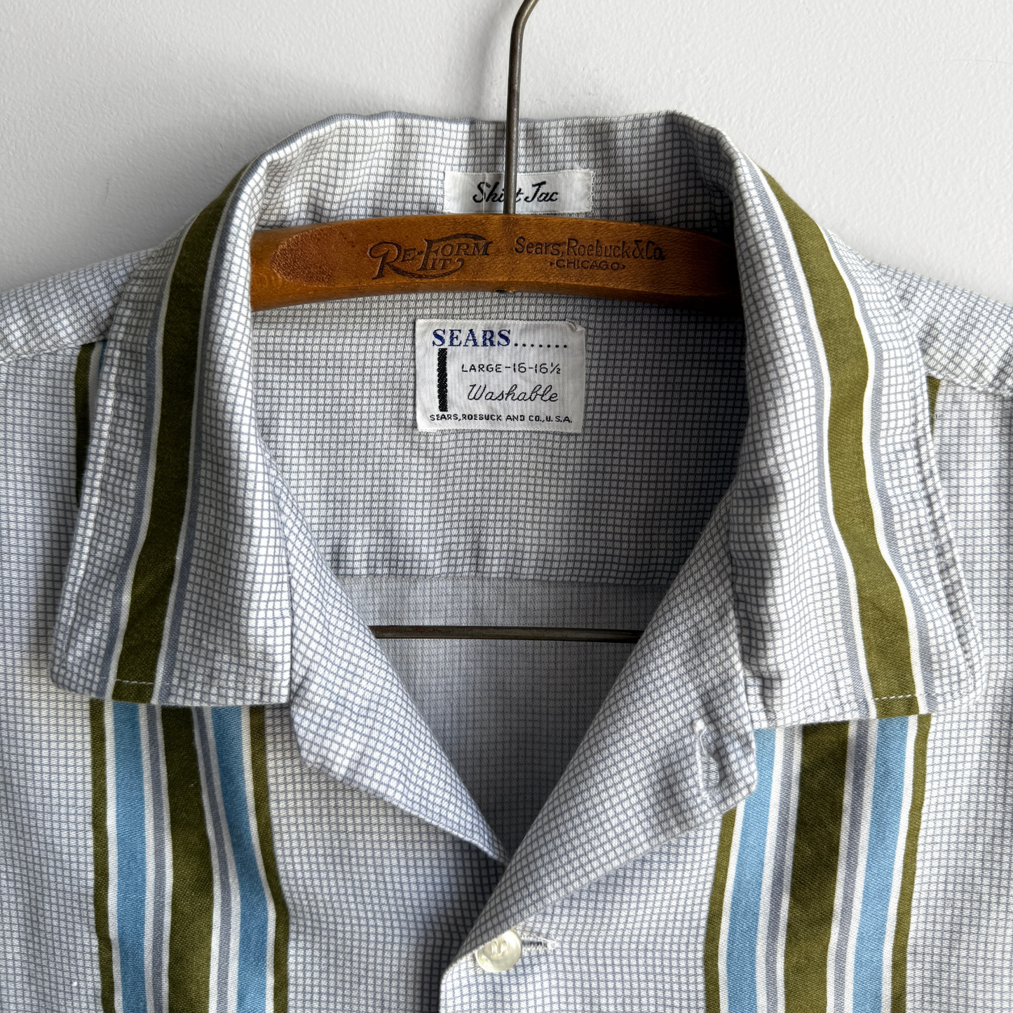 1960s Blue & Green Striped Shirt Jac