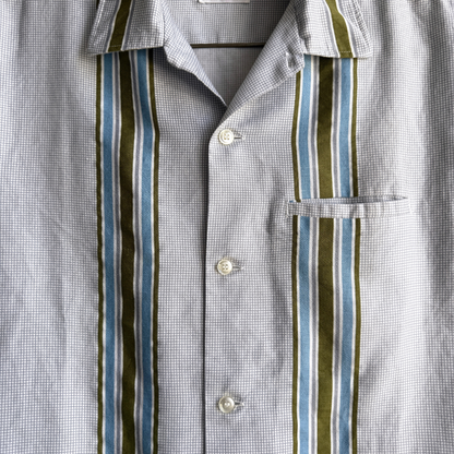 1960s Blue & Green Striped Shirt Jac