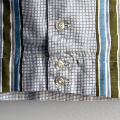 1960s Blue & Green Striped Shirt Jac