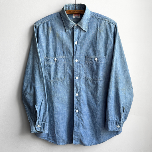 1950s Chambray Cotton Work Shirt