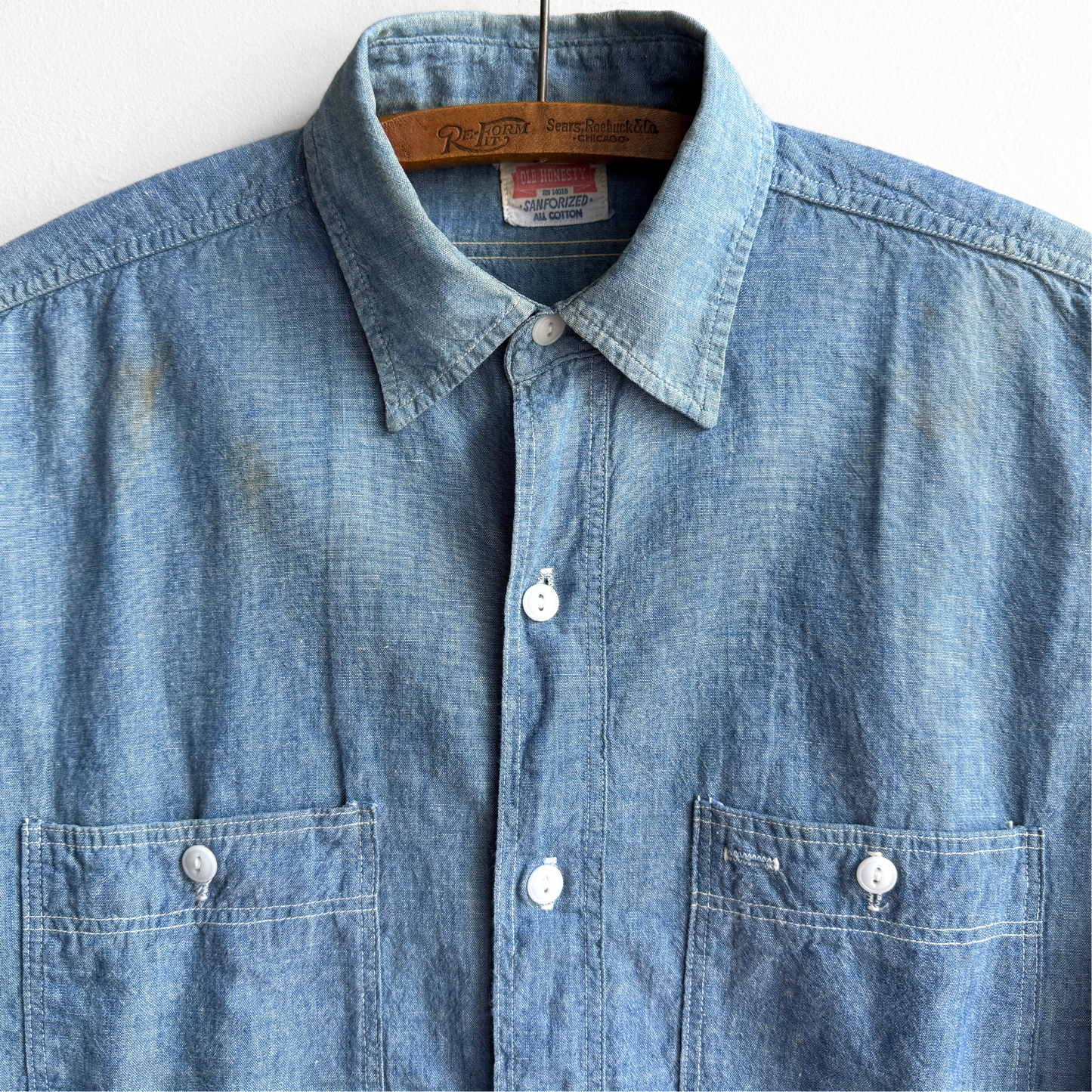 1950s Chambray Cotton Work Shirt