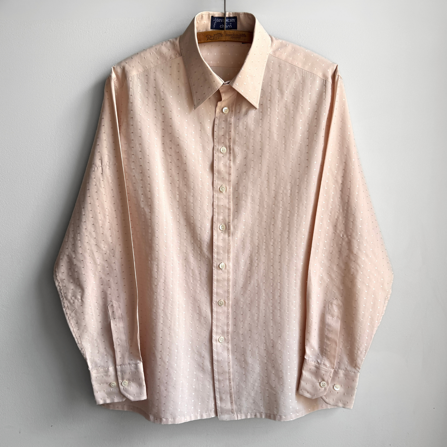1970s Light Orange Monogram Dot Print Shirt
