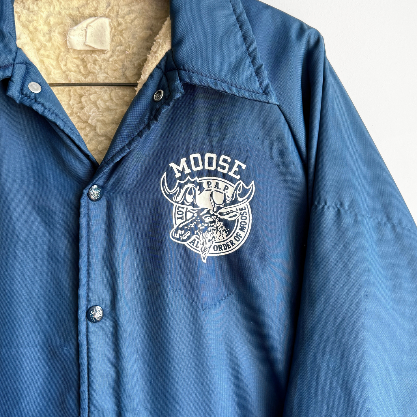 1970s Moose Lodge Sherpa Lined Windbreaker Jacket