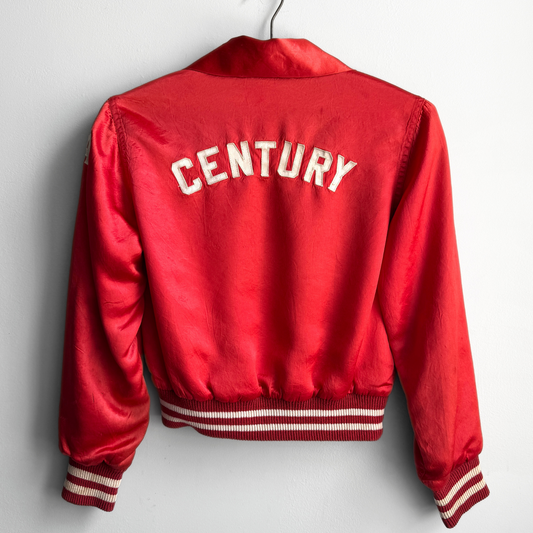 1950s Red Satin 3/4 Quarter Zip Team Jacket
