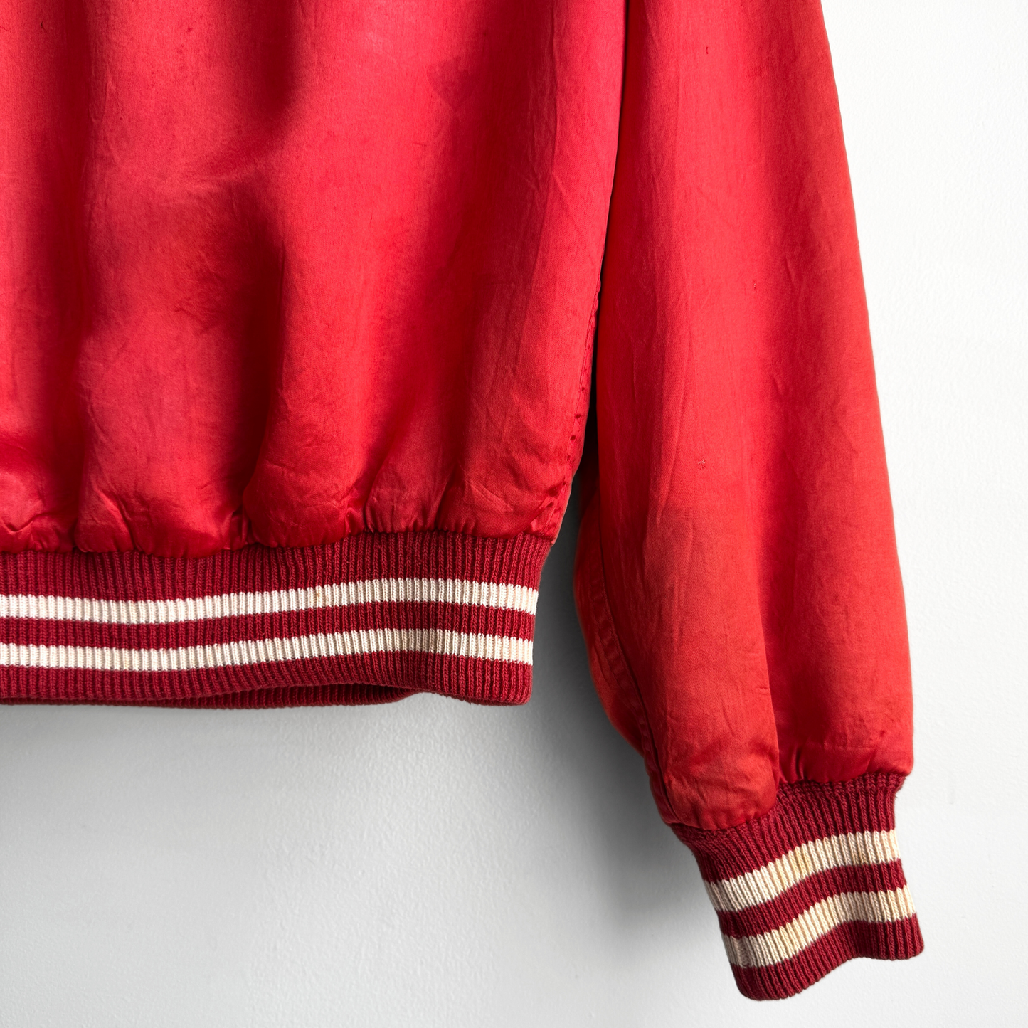 1950s Red Satin 3/4 Quarter Zip Team Jacket
