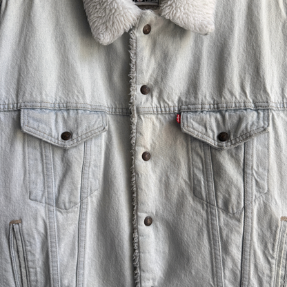 1990s Light Blue Sherpa Lined Denim Jacket
