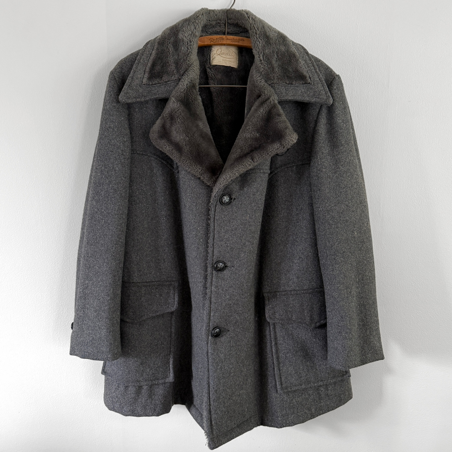 1970s Grey Sherpa Lined Heavy Overcoat