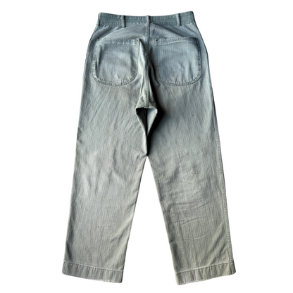 1940s USMC Herringbone Twill Repaired Fatigue Pants (30)