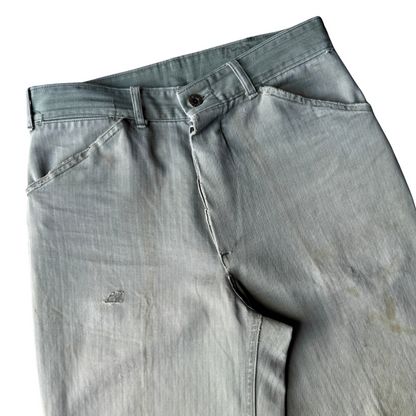 1940s USMC Herringbone Twill Repaired Fatigue Pants (30)