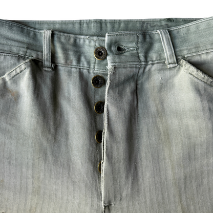 1940s USMC Herringbone Twill Repaired Fatigue Pants (30)