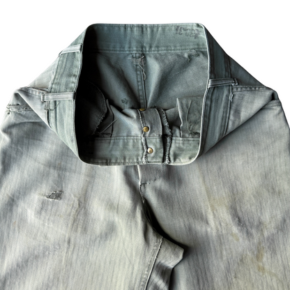 1940s USMC Herringbone Twill Repaired Fatigue Pants (30)