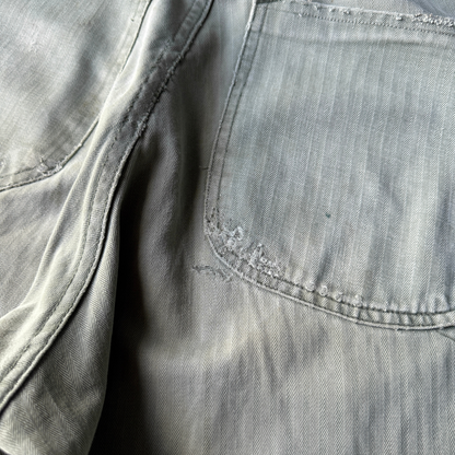 1940s USMC Herringbone Twill Repaired Fatigue Pants (30)