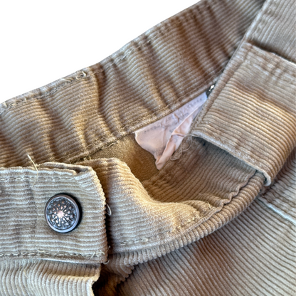 1970s Tan Corduroy Flared Snap Pants (29)