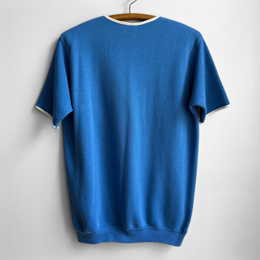 1960s Blue Henley Short Sleeve Sweatshirt