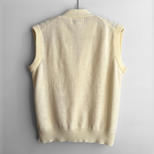 1970s Cream Cable Knit Sweater Vest