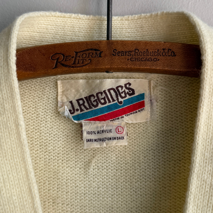 1970s Cream Cable Knit Sweater Vest