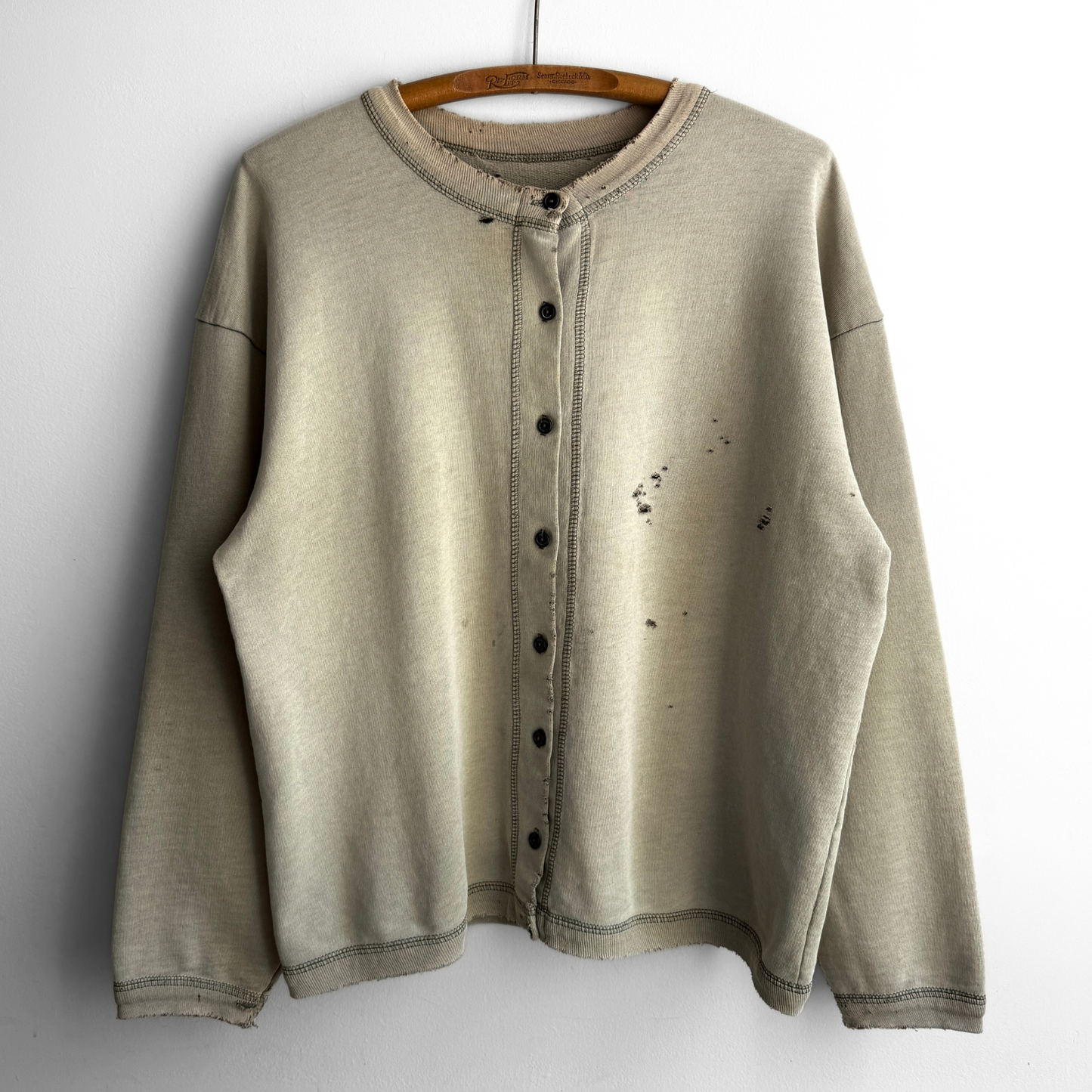 1960s Sun Faded Green Cotton Cardigan