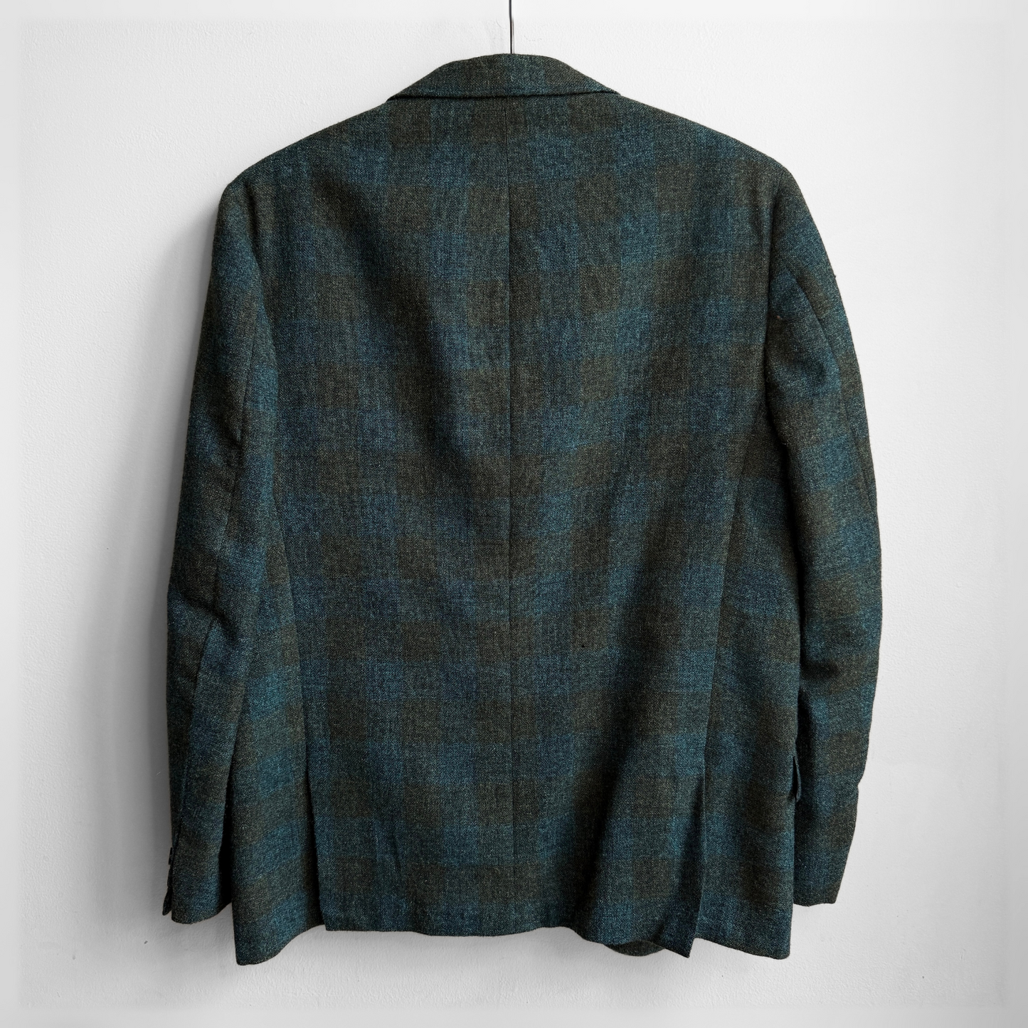 1960s Green & Blue Shadow Plaid Blazer Jacket
