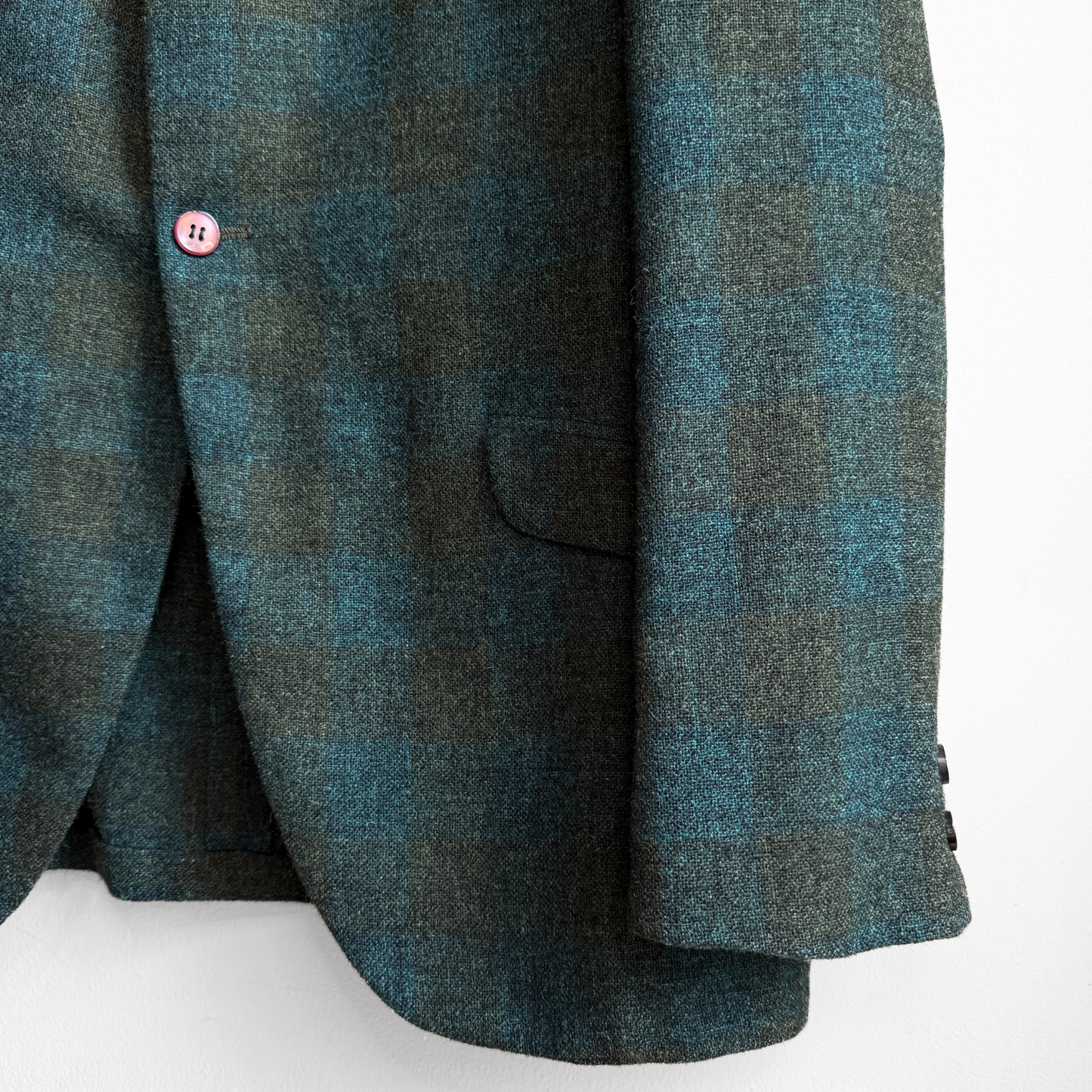 1960s Green & Blue Shadow Plaid Blazer Jacket