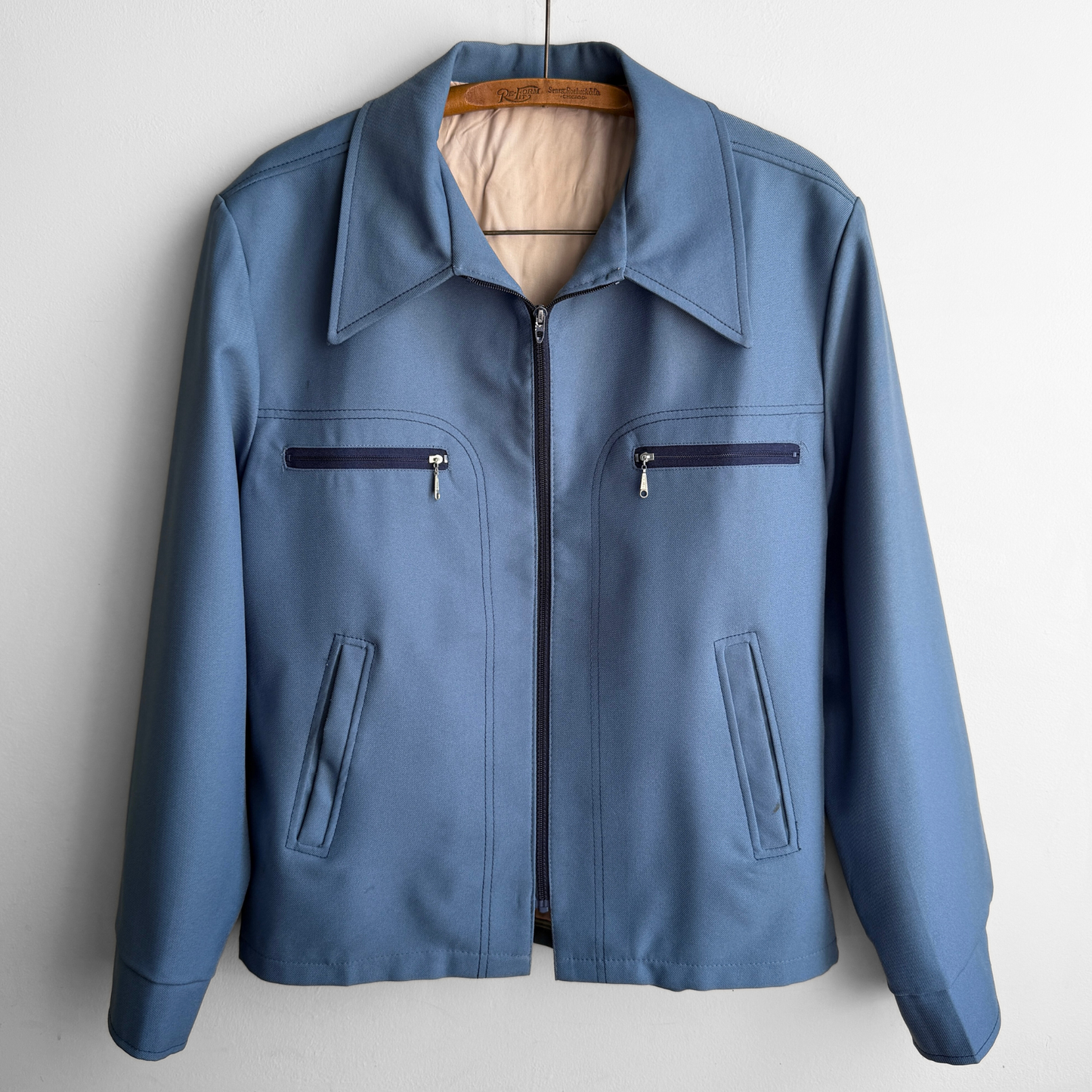 1960s Blue Casual Zip Up Jacket