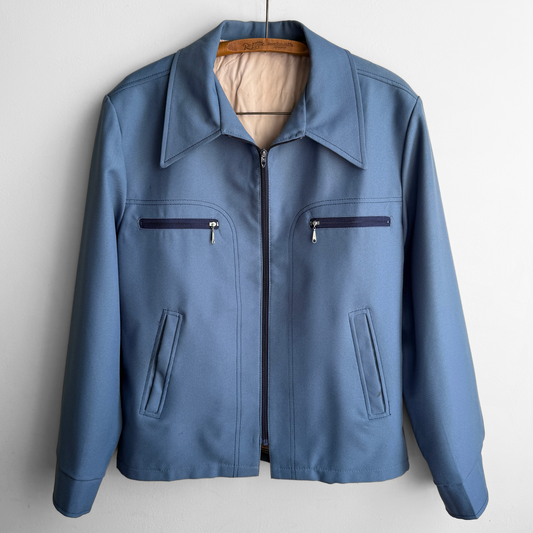 1960s Blue Casual Zip Up Jacket