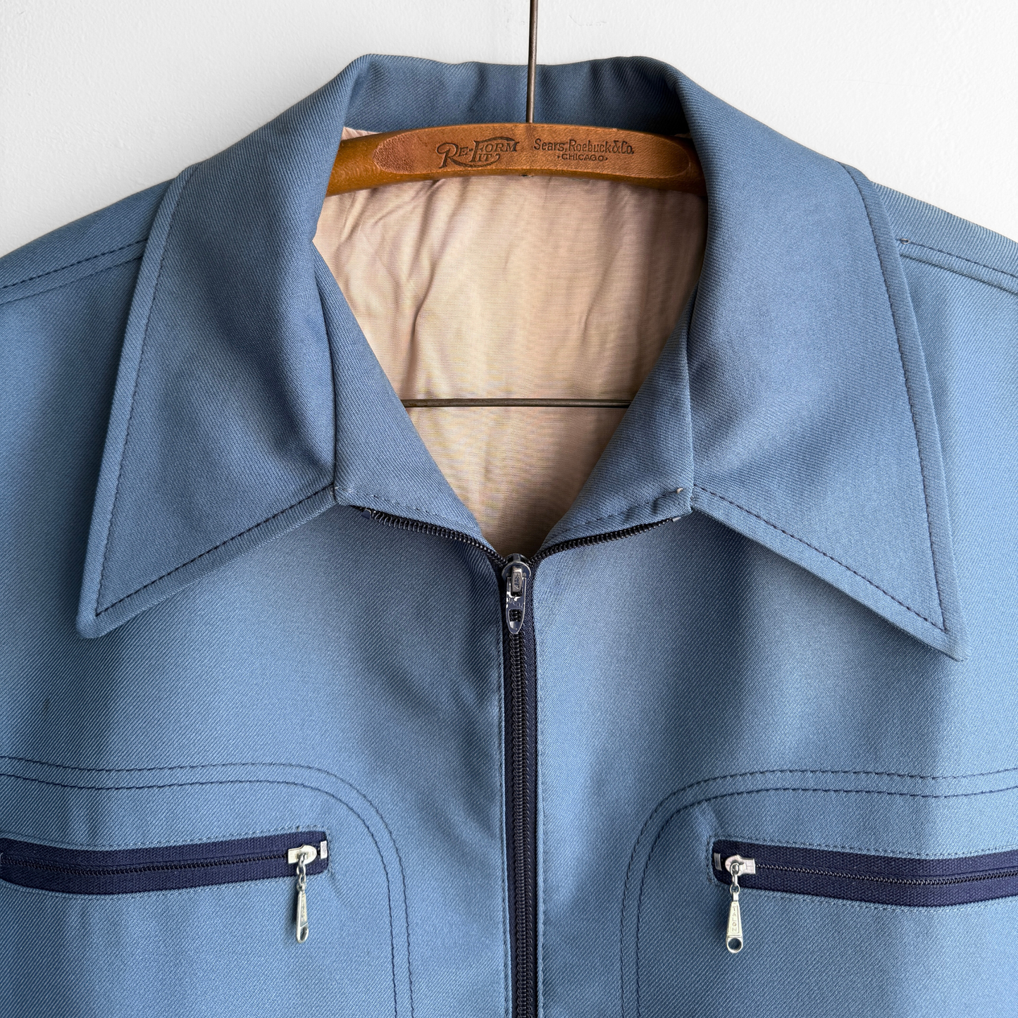1960s Blue Casual Zip Up Jacket