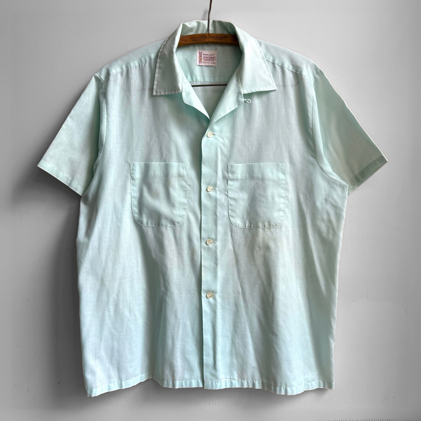 1960s Seafoam Green Loop Collar Shirt