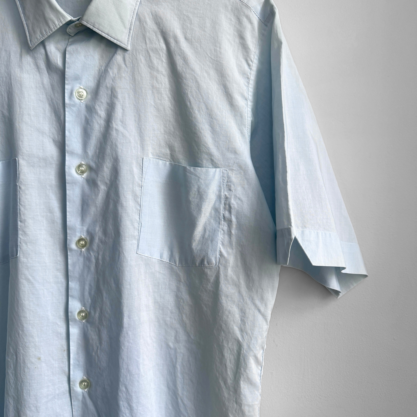 1960s Faded Blue Tapered Dress Shirt