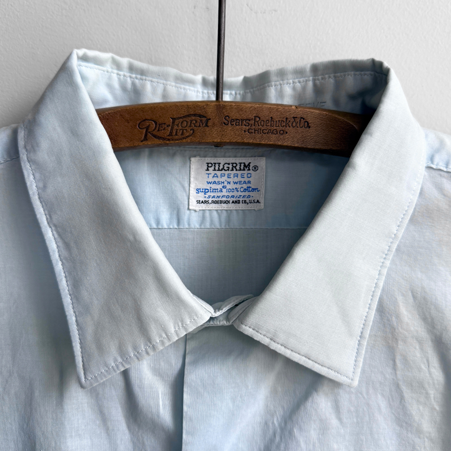 1960s Faded Blue Tapered Dress Shirt