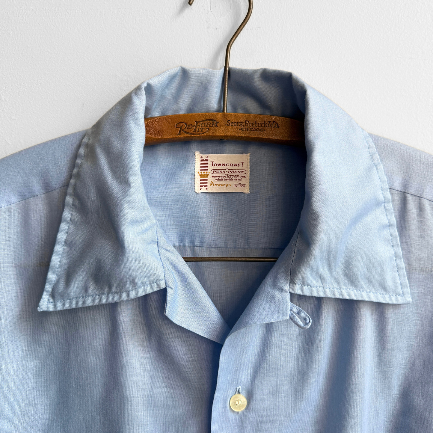 1960s Light Blue Loop Collar Shirt