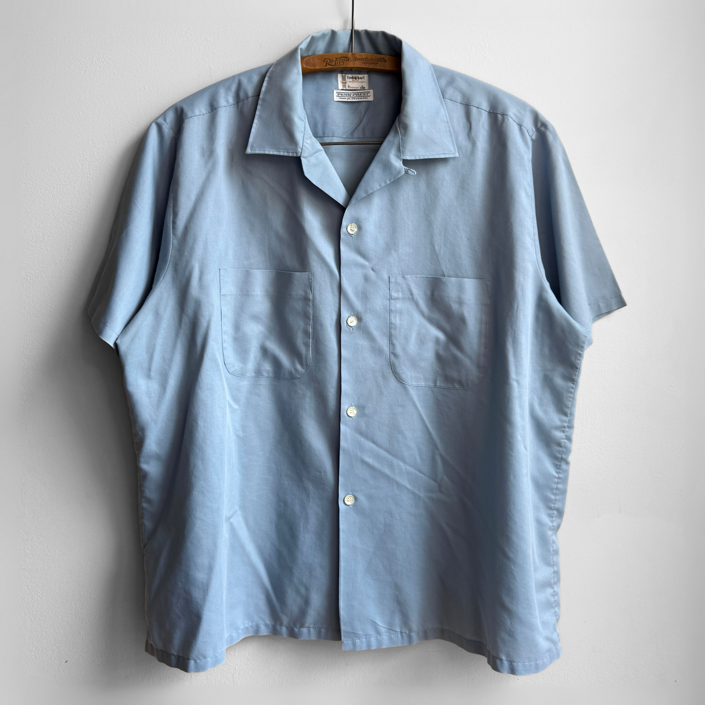 1960s Steel Blue Loop Collar Shirt
