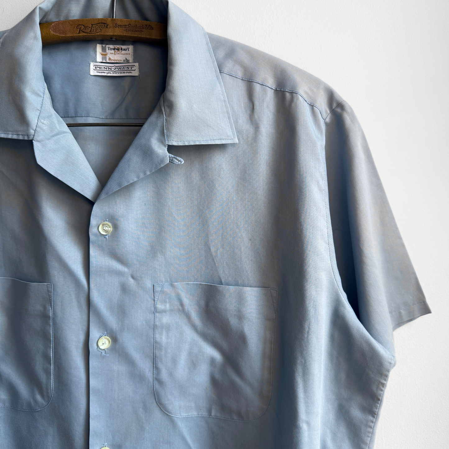 1960s Steel Blue Loop Collar Shirt