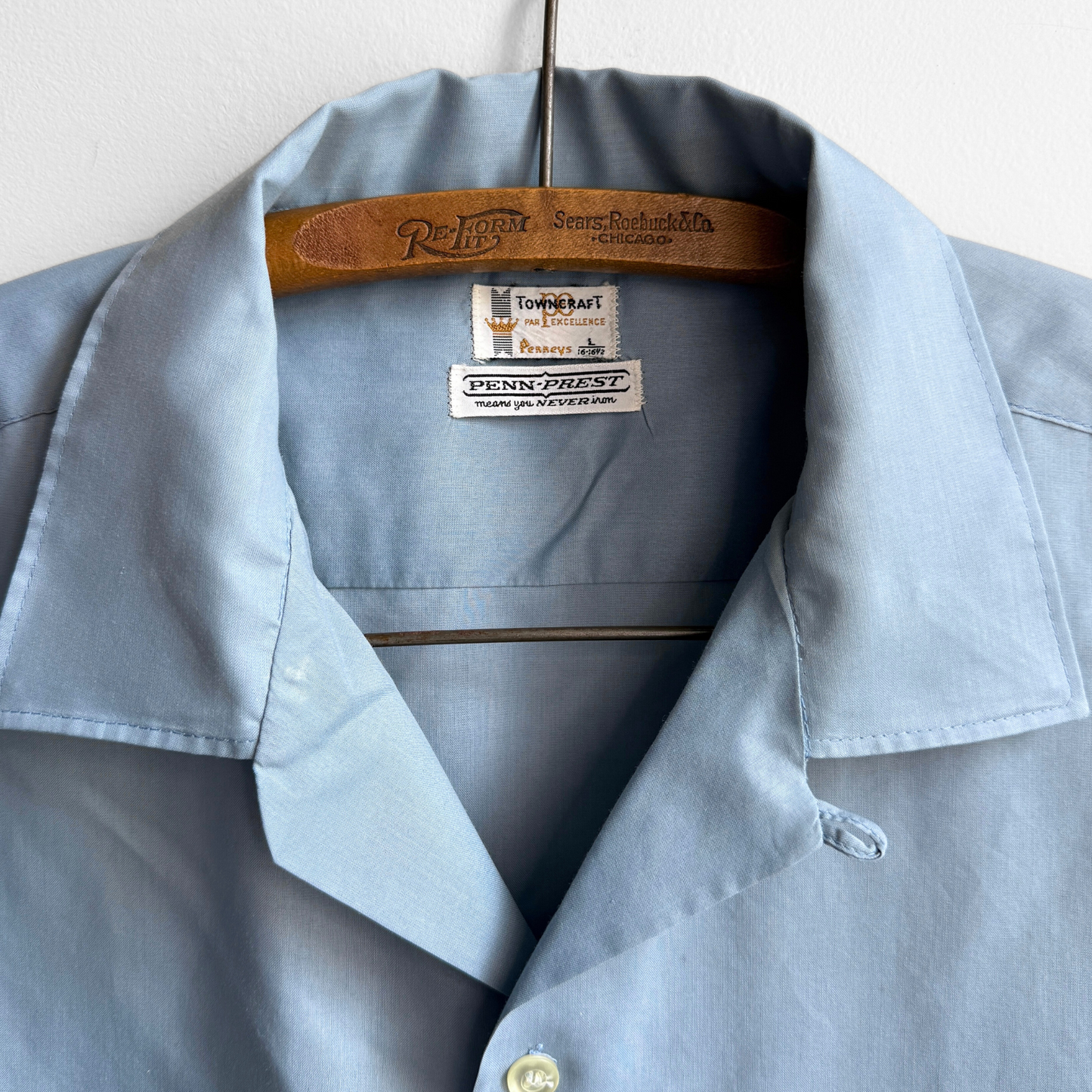 1960s Steel Blue Loop Collar Shirt