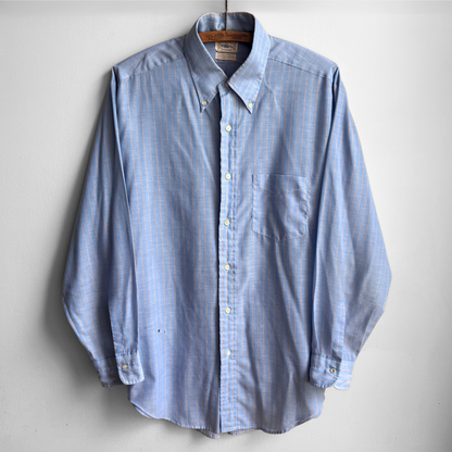 1960s Blue Striped Button Down Dress Shirt