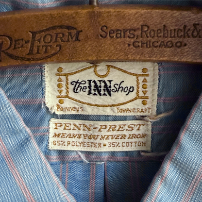 1960s Blue Striped Button Down Dress Shirt