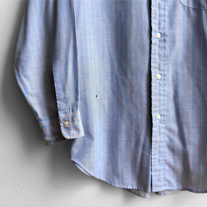 1960s Blue Striped Button Down Dress Shirt