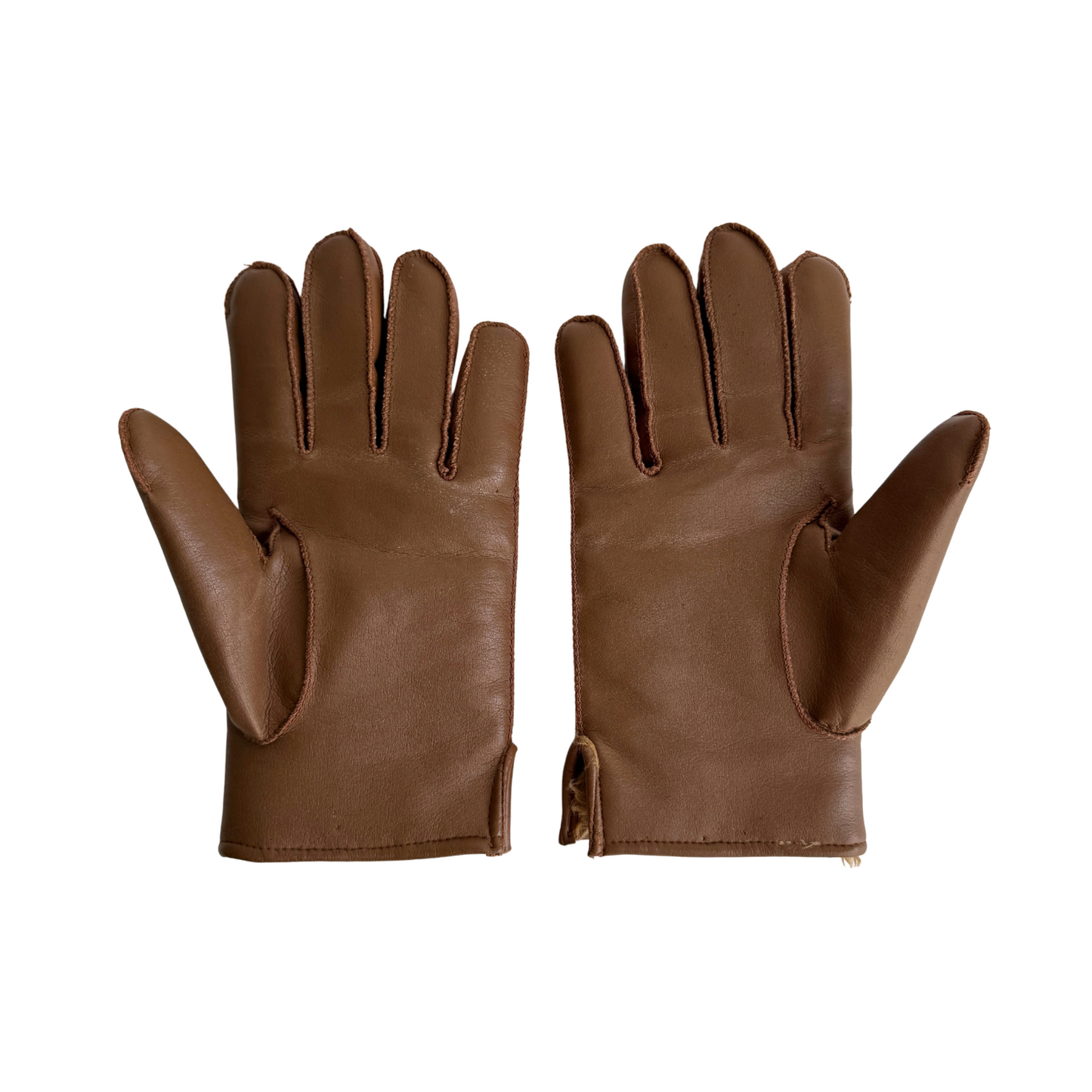 1980s Brown Sherpa Lined Vinyl Gloves