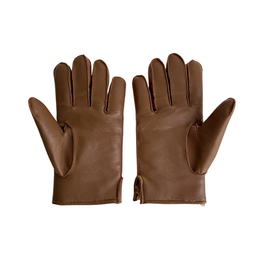1980s Brown Sherpa Lined Vinyl Gloves