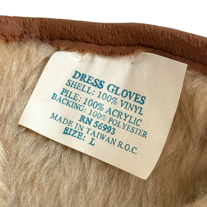1980s Brown Sherpa Lined Vinyl Gloves