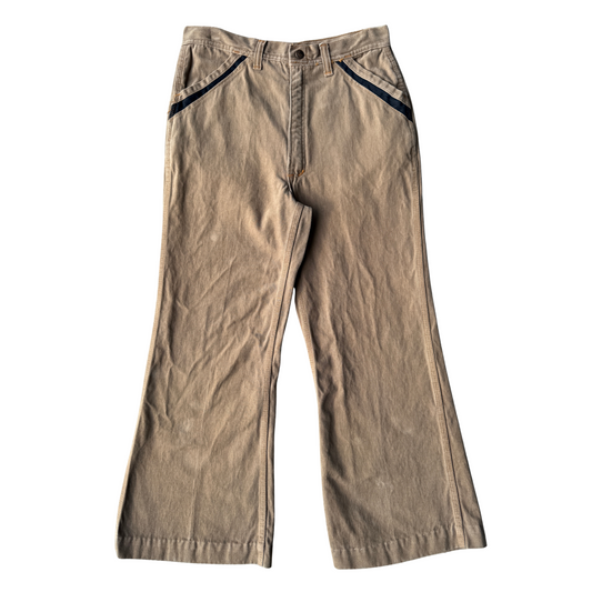 1970s Light Brown Flared Western Pants