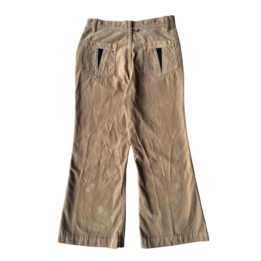 1970s Light Brown Flared Western Pants