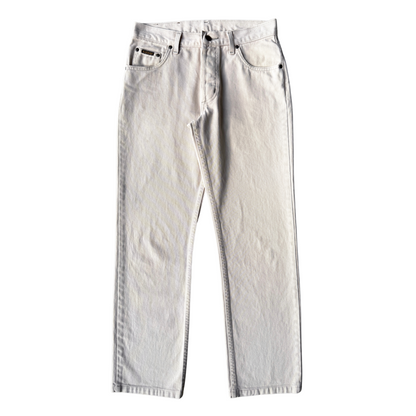 1980s Bone White Straight Fit Western Jeans (30)