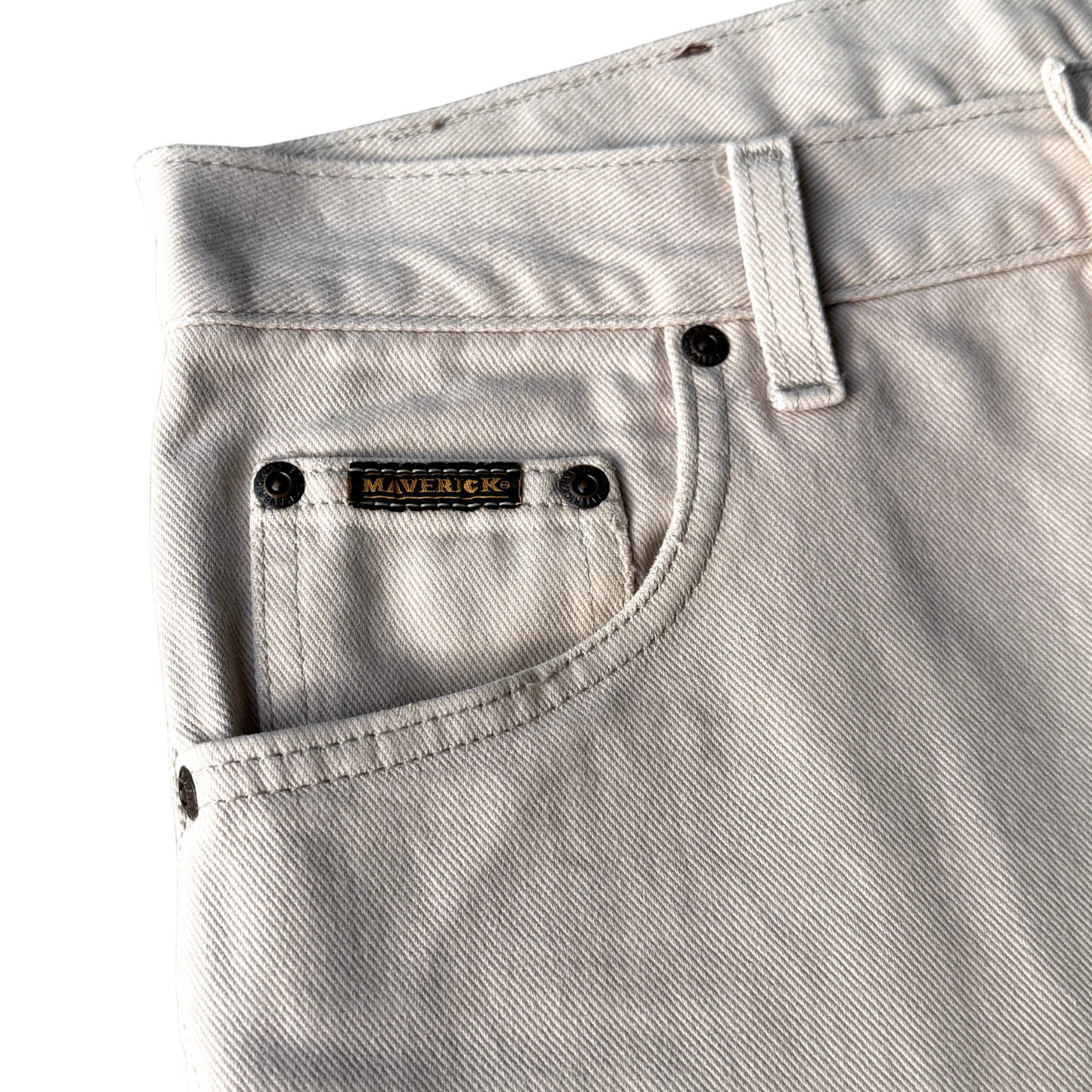 1980s Bone White Straight Fit Western Jeans