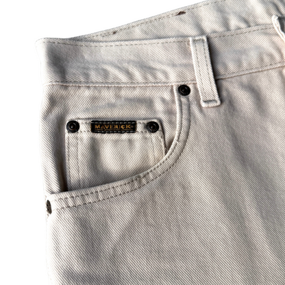 1980s Bone White Straight Fit Western Jeans (30)