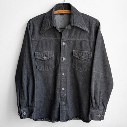 1970s Black Denim Western Shirt Jacket