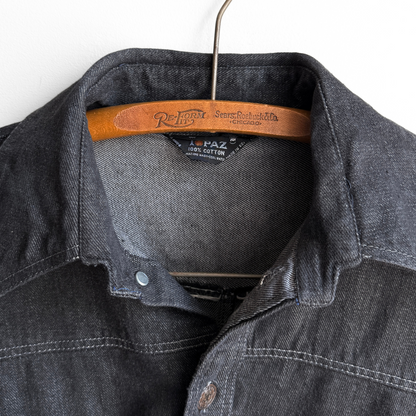 1970s Black Denim Western Shirt Jacket