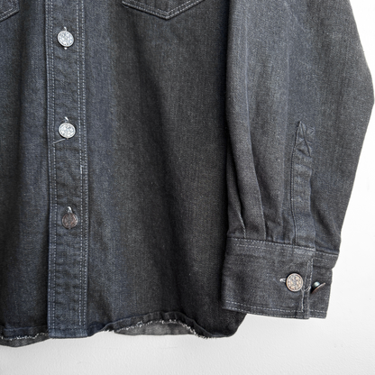 1970s Black Denim Western Shirt Jacket