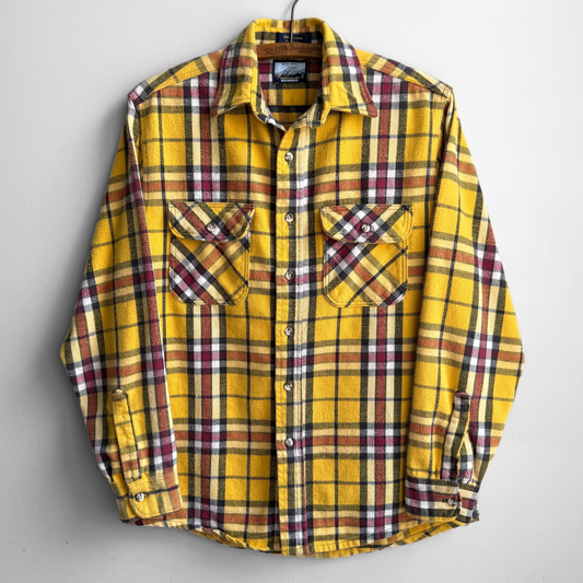 1980s Yellow & Red Plaid Flannel Shirt