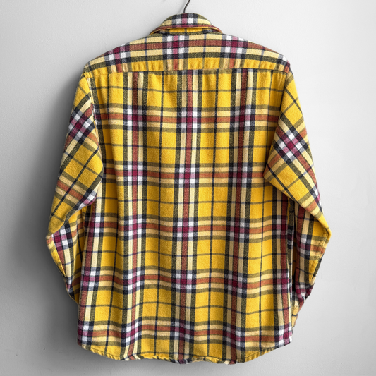 1980s Yellow & Red Plaid Flannel Shirt